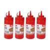 4PK Culinary Kitchen Plastic Squeeze Bottle Sauce Dispenser 480ml Red