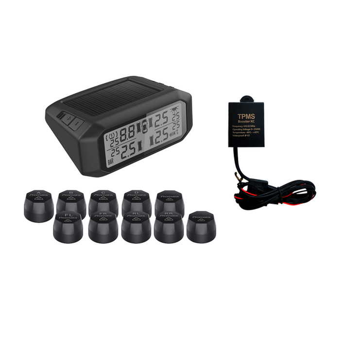 Promata Mata 1  Solar Powered Tyre Pressure Monitor - 10 External Sensors - With Booster