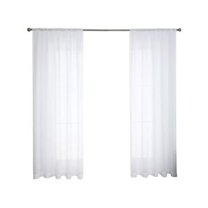Windoware 500 x 213cm White Renzo Sheer Rod Pocket Curtain - 1 Pack - White