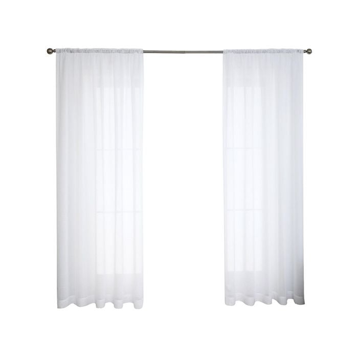 Windoware 500 x 213cm White Renzo Sheer Rod Pocket Curtain - 1 Pack - White
