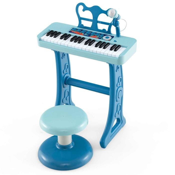 Costway 37-key Electronic Piano Keyboard Music Stand & Stool Blue
