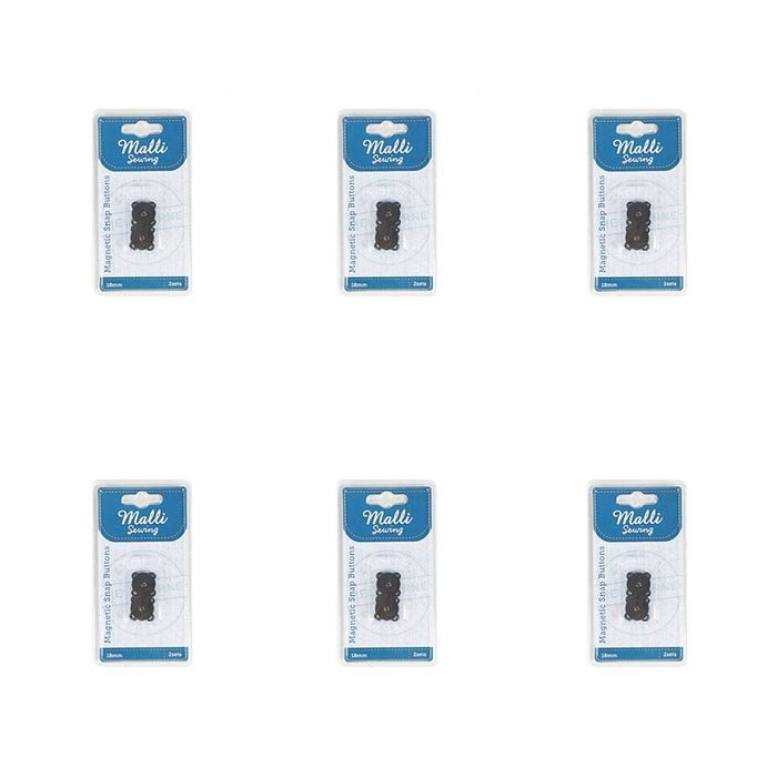 6pk Malli Sewing Sew On Magnetic Metal Snap Buttons Fasteners 18mm Assorted