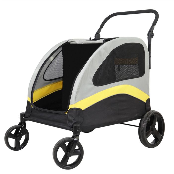 BingoPaw Foldable Pet Dog Stroller Breathable Mesh Travel Carrier Stroller with Safety Leash 74x100x113cm