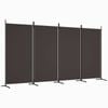 vidaXL 4-Panel Room Divider Brown Fabric Privacy Screen Room Separator Folding