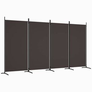 vidaXL 4-Panel Room Divider Brown Fabric Privacy Screen Room Separator Folding