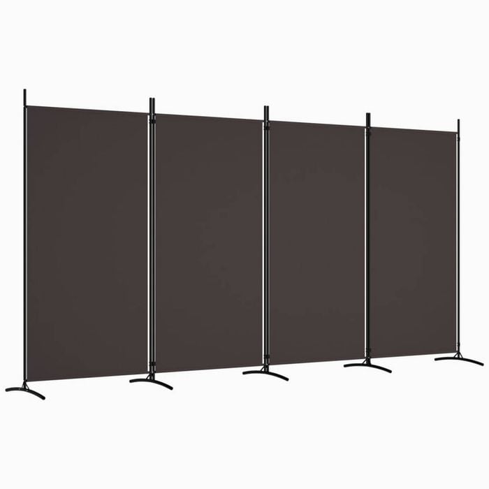 vidaXL 4-Panel Room Divider Brown Fabric Privacy Screen Room Separator Folding