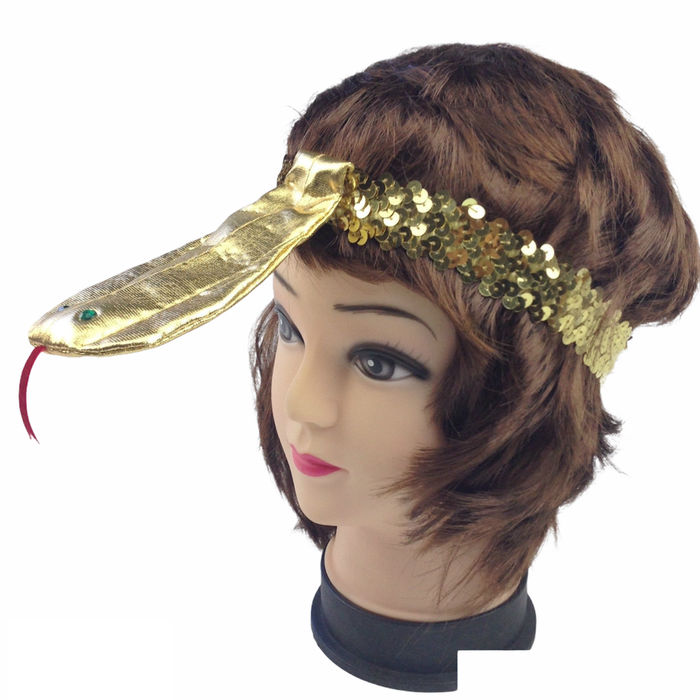 SEQUIN EGYPTIAN Headband Flapper Headpiece w Snake Fancy Dress Costume Cleopatra
