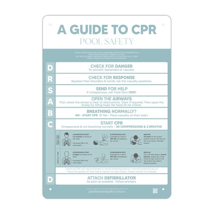 Designer Pool CPR Safety Sign Blue