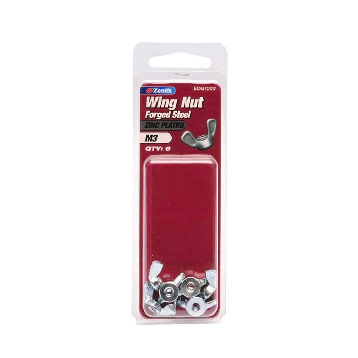 Zenith Forged Wing Nut M 3 Zinc Plated 6pk