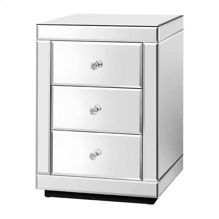 ALFORDSON Mirrored Bedside Table Silver