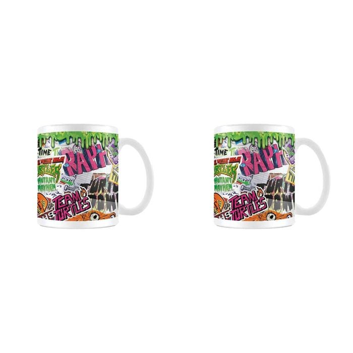 2PK TMNT Mutant Mayhem Sticker Bomb Coffee Mug/Cup Multicoloured