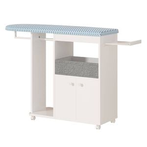 Ufurniture Rolling Ironing Board With Storage Cabinet & Fabric Drawer Ironing Station On Wheels Ironing Cart