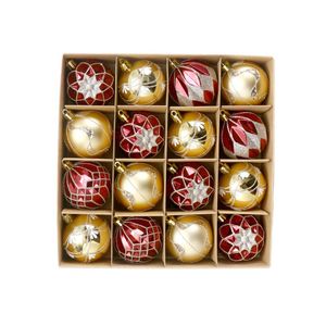 Catzon 16 Pcs Christmas Balls 6CM Painted Ornaments for Xmas Tree Garland Decor-Red Gold