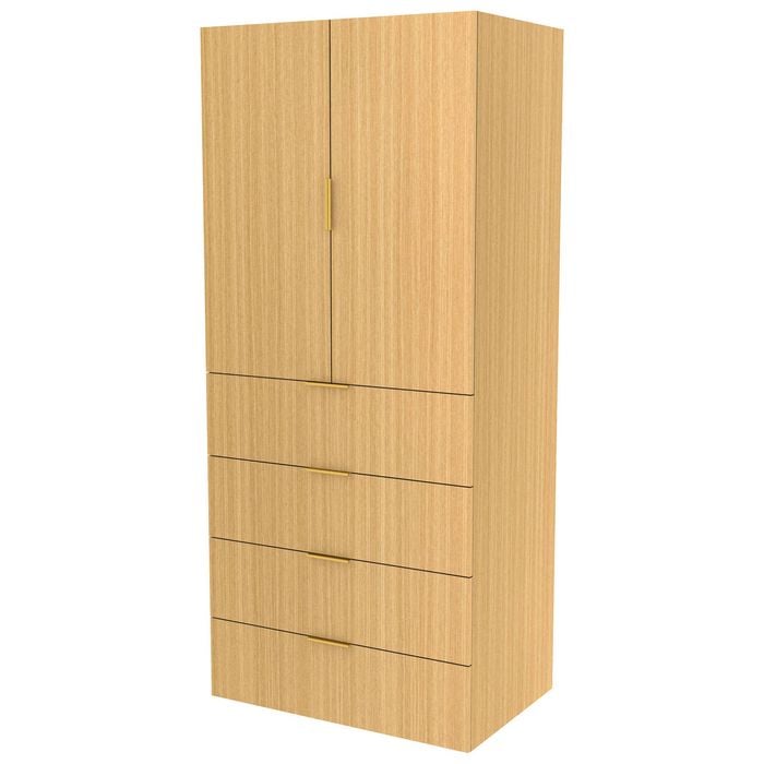 Lugna 2048 x 900 x 580mm Sand 3 Shelf 4 Drawers Double Door Storage Cabinet