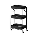 SOGA 3 Tier Steel Black Foldable Kitchen Cart Storage Organizer