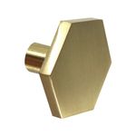 Adoored 29mm Brushed Brass Hexagon Cabinet Knob - 2 Pack