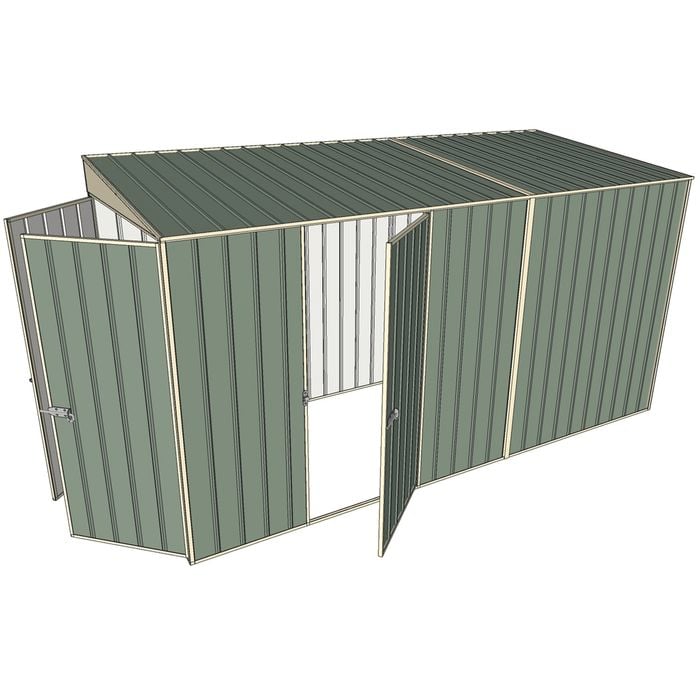 Build-a-Shed 1.5 x 3.7 x 2m Single Hinged Side Door Skillion Shed - Green