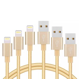 iWill 3 Pack 1m Data Transfer Charger Charging USB Cable Cord for Apple iPhone iPad iPod Bulk Braided Gold Nylon