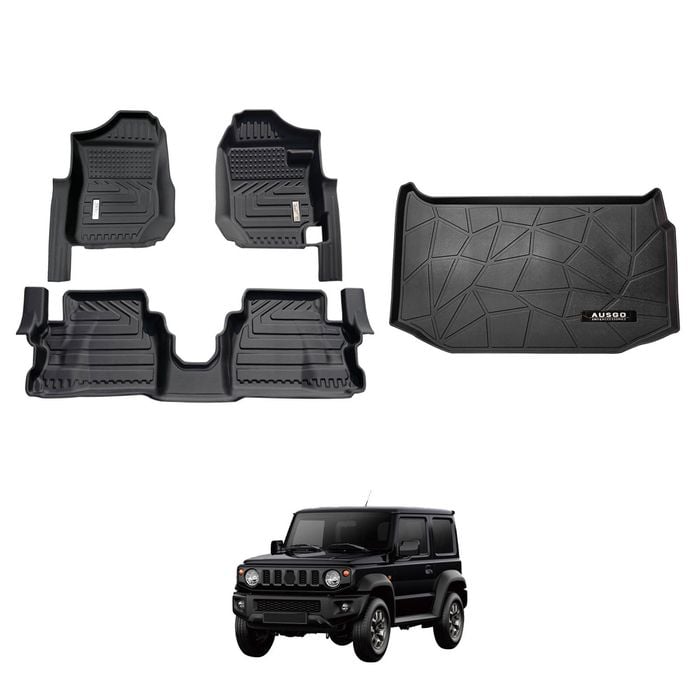 AUSGO Floor Mats & Boot Liner Set for Suzuki Jimny 3-Door Manual Transmission 2018-Onwards Car Floor Liners Cargo Mat