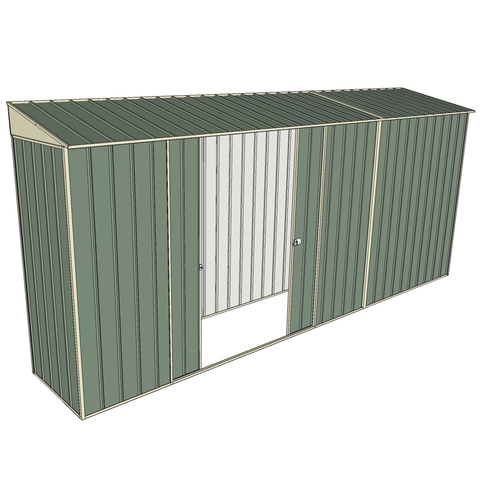 Build-a-Shed 0.8 x 4.5 x 2m Skillion Double Sliding Side Door Shed - Green