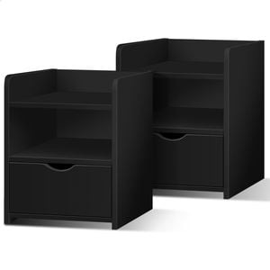 ALFORDSON 2x Bedside Table Hamptons Black