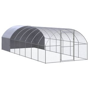 vidaXL Outdoor Chicken Coop Hen House Pet Cage Chicken Run Galvanised Steel 3x8x2 m