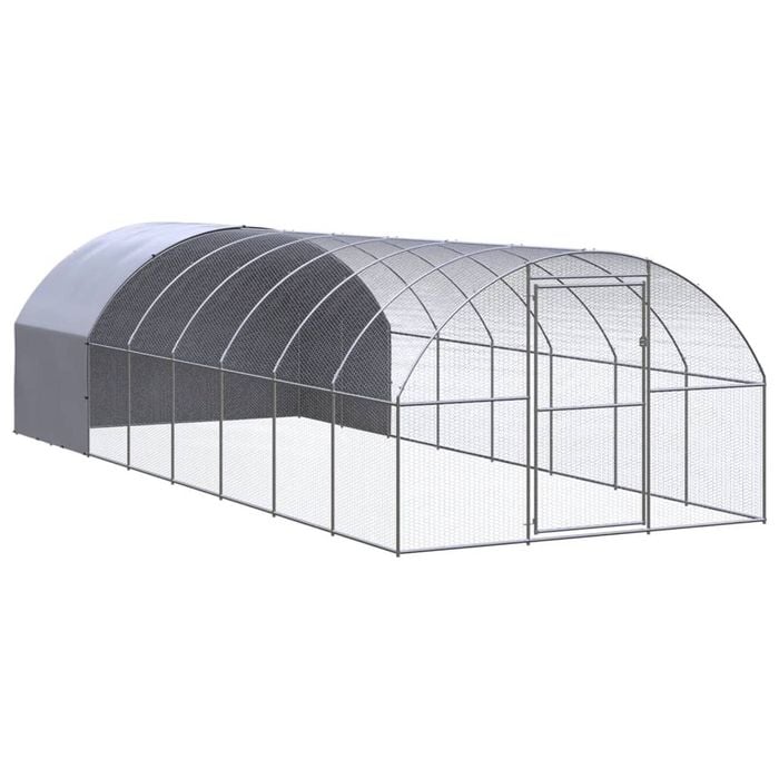 vidaXL Outdoor Chicken Coop Hen House Pet Cage Chicken Run Galvanised Steel 3x8x2 m