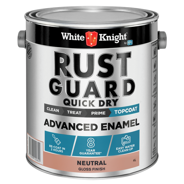 White Knight Rust Guard 4L Neutral Gloss Quick Dry Advanced Enamel Paint