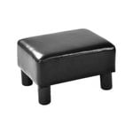 Costway Modern Footstool Rectangular Ottoman Footrest PU Leather Home Living Room Bedroom Black