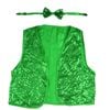 Kids Sequin Vest Bow Tie Set Costume 80s Party Dress Up Waistcoat Green