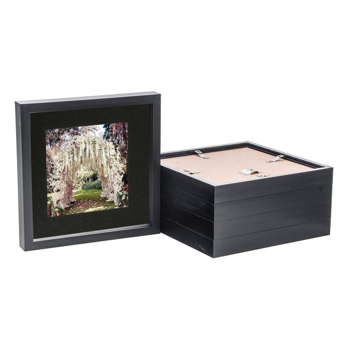 Nicola Spring 10" x 10" Black 3D Box Photo Frames - 6" x 6" Mount - Pack of 5