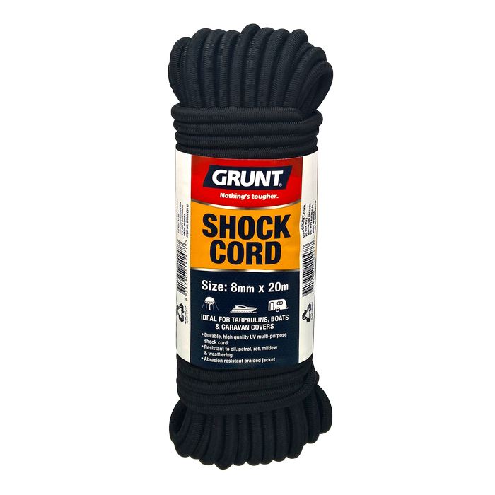 GRUNT 8mm x 20m Black Shock Cord