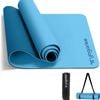 Yogarise 6mm Dual-Shade TPE Yoga Mat Light & Dark Blue, Non-Slip, Extra Wide, Sweat-Resistant with Carry Bag & Strap