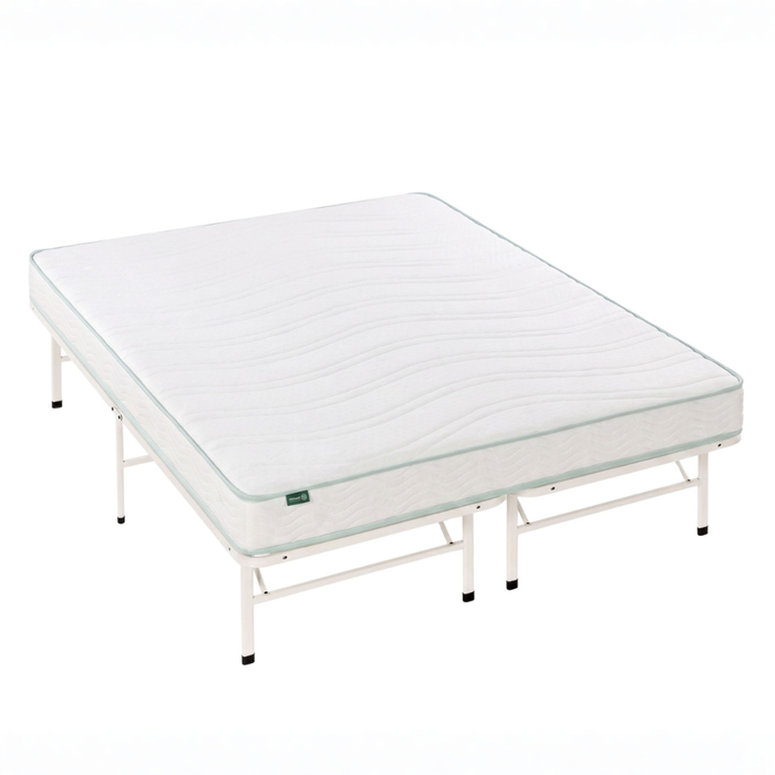 Zinus Double Durable SmartBase Folding Metal Bed Frame & Bonnell Spring Mattress Set, Essential Inner Spring