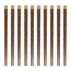 Anygleam Dark Brown 10pairs Wooden Chinese Sticks Set Food Kitchen Tableware