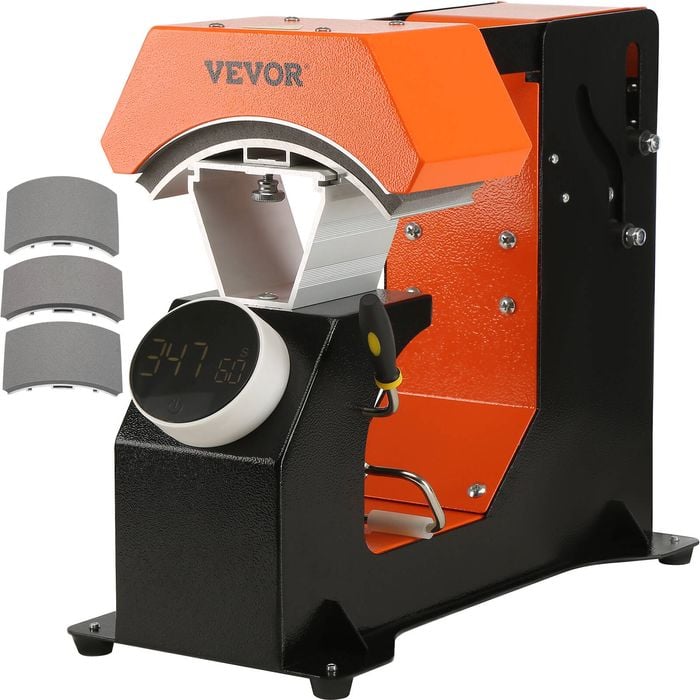 VEVOR 3-in-1 Auto Cap Heat Press Machine Black Clamshell Sublimation Transfer with 3pcs for Home