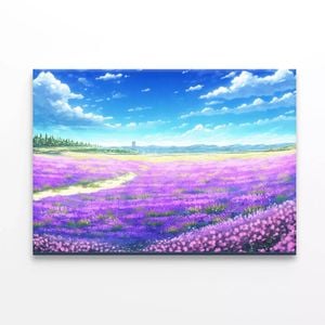 Field Of Purple Flowers  Print 100% Australian Made 120 x 90cm  (Stretched)