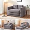 Homfurn 2 Seater Corduroy Convertible Sofa Bed – Pull Out Boneless Couch, Grey, Space-saving Design