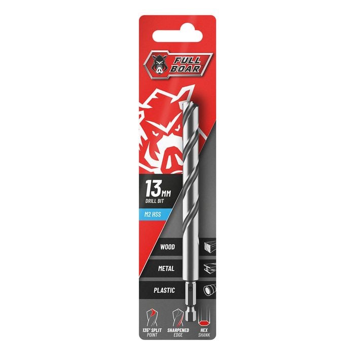 Full Boar 13mm Hex Shank M2 HSS Drill FBHSSM2-130HX