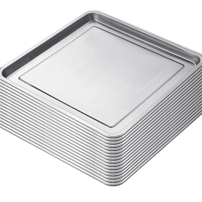 40x40cm Stainless Steel Pan Trays - 16 Pack - Silver | Stainless Steel | Small