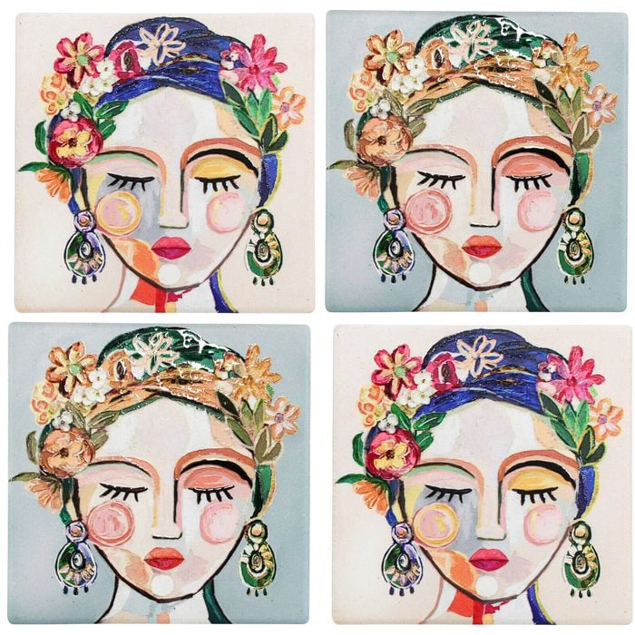 4pc LVD Coasters Delilah Ceramic Cup/Mug Mat Table Protector Square