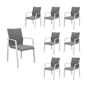 Ataman 8pc Set Aluminium Outdoor Dining Chair White