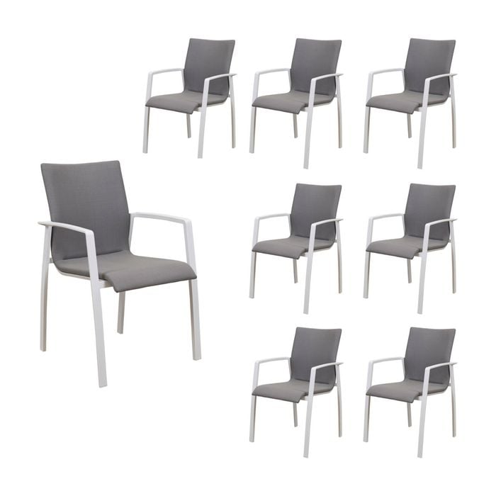 Ataman 8pc Set Aluminium Outdoor Dining Chair White