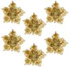 Catzon 6 Pcs Glitter Poinsettia Floral Picks for DIY Crafts-Yellow