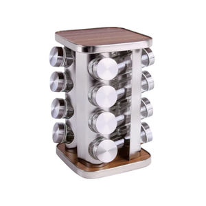 Clevinger Rotating Herbs & Spice Rack Organiser Set with 16 Jars