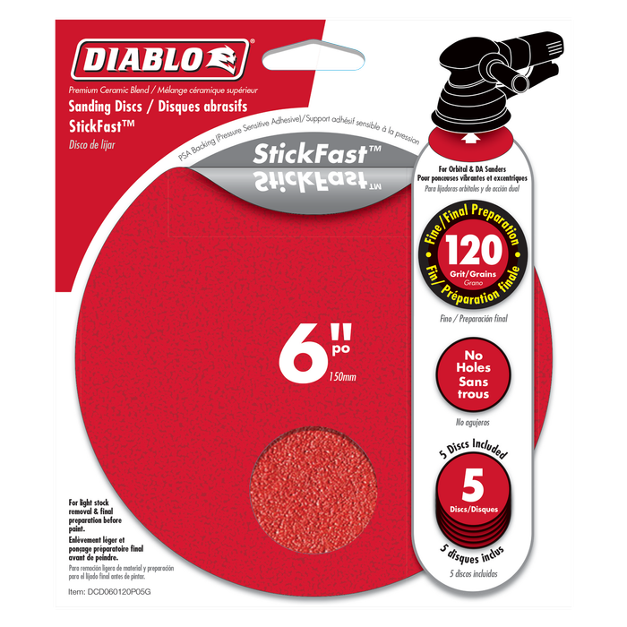 Diablo 150mm 120 Grit Abrasive Random Orbital Sheet - 5 Pack