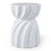 Costway Outdoor Hourglass Side Table Modern Round Accent End Table w/Scalloped Edges-White