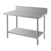 Vogue Stainless Steel Table Premium With Splashback 600mm Commercial Kitchen Preparation Table