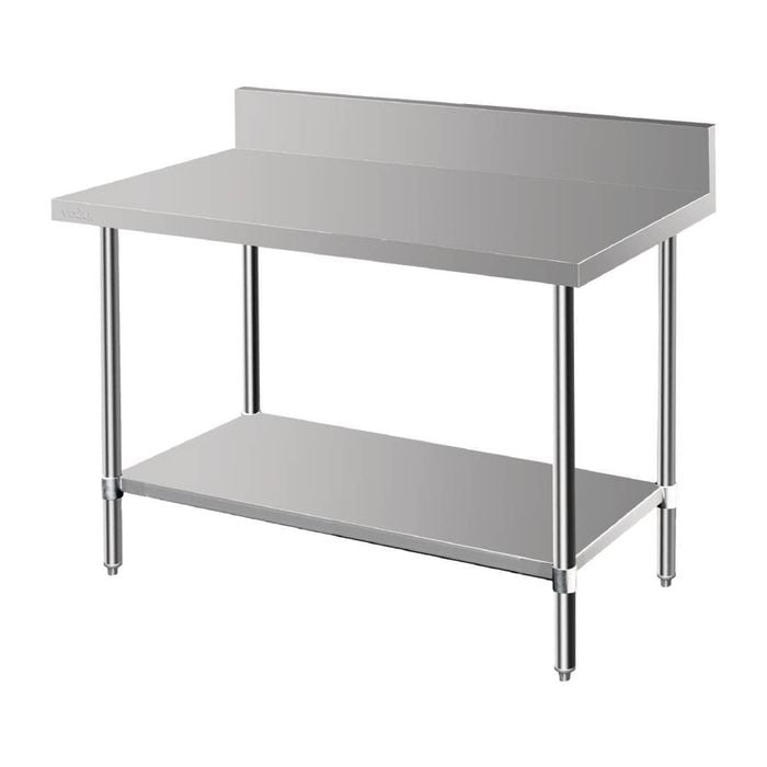 Vogue Stainless Steel Table Premium With Splashback 600mm Commercial Kitchen Preparation Table