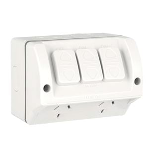 Deta 240V 10 Amp Double Outlet Outdoor Powerpoint With Extra Switch